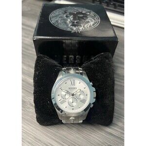 Versus Versace Mens Chrono Lion Watch 44mm Stainless Steel White Dial VSPBH4418